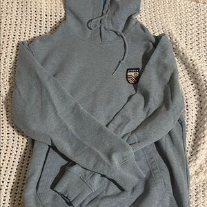 VISSLA Slate Blue Pullover Hoodie with Chest Shield Patch
